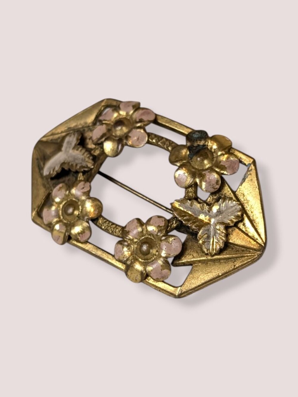 Vintage Geometric Floral Brooch - Picture 3 of 6